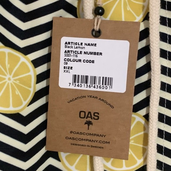 NWT! OAS Shorts Mens 2XL Swim Trunks Zig Zag Lemon Print Yellow Black Lined - Picture 3 of 10